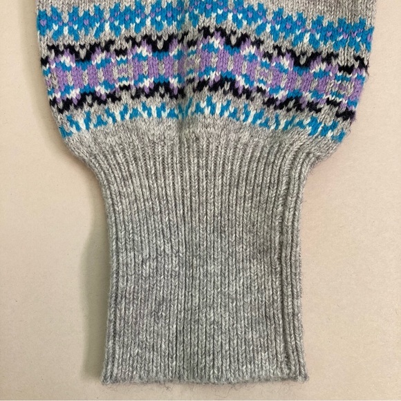 Talbots Crewneck Fair Isle Cardigan and Scarf Lavender/Gray/Blue/Black (Size XS) - Picture 4 of 11